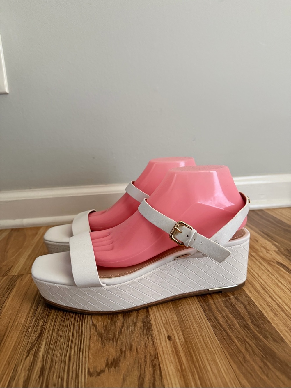 Aldo White Women's Platform Sandals with Ankle Strap